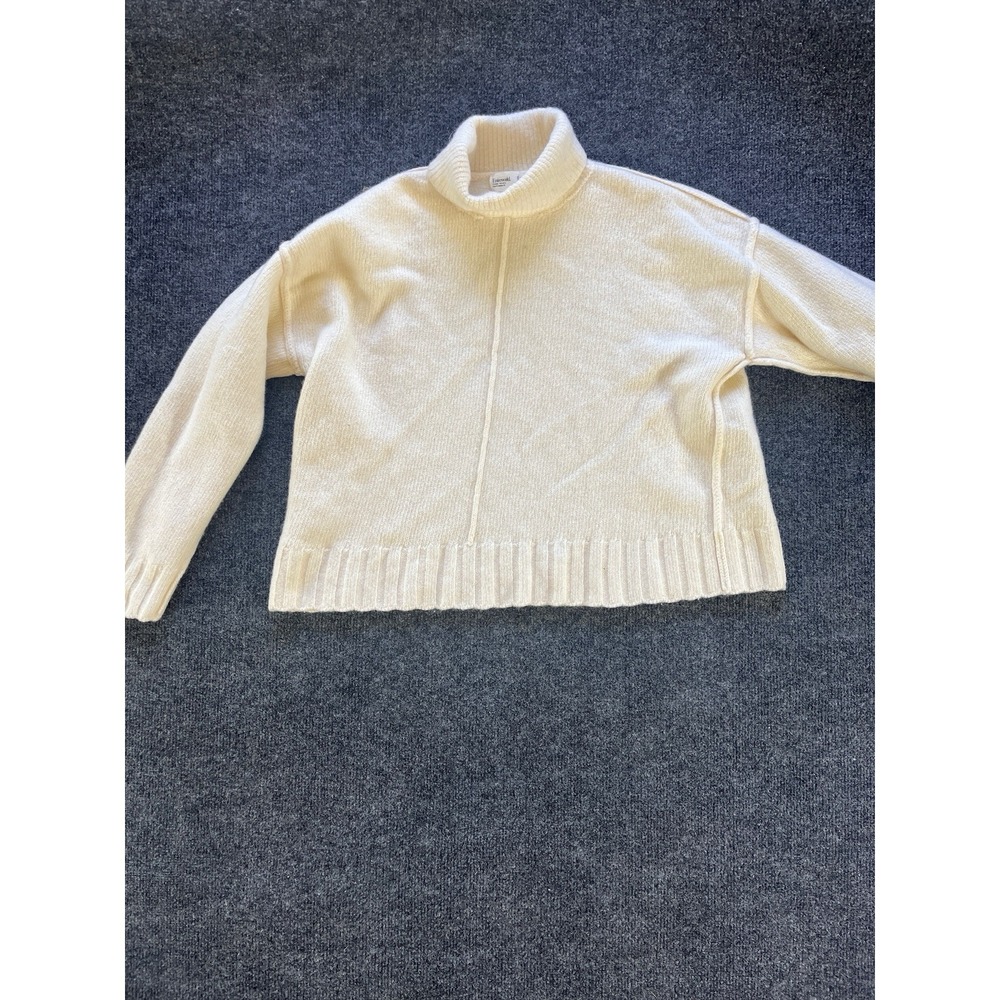 Entireworld Sweater Womens Small Cream Turtleneck 100% Super fine Wool
